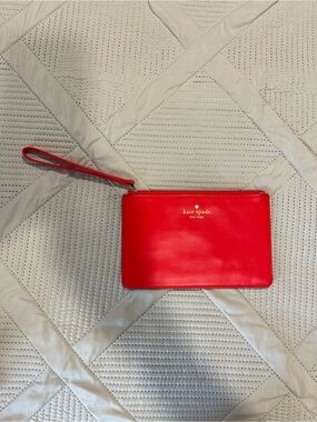 kate spade Red Leather Wristlet Clutch with Strap